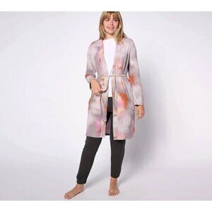 Womens Bumble Bella by Jill Martin Lavender Dreamy Watercolor Jersey Spa Robe M